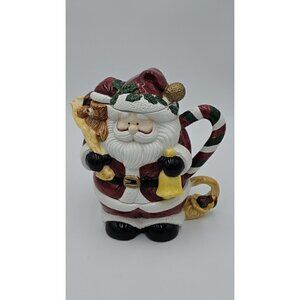 Jay Imports Ceramic Santa Tea Pot 1997 Christmas Holiday Teddy Bear 3 piece
